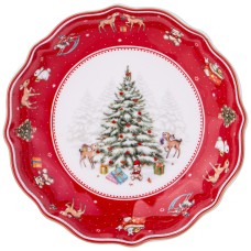 БЛЮДО LEFARD "С НОВЫМ ГОДОМ!" 16Х3,5 СМ КРАСНОЕ (КОР=24ШТ.)