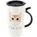 Кружка с крышкой "Cute cat" (голубая) v=600 мл (подарочная упаковка)