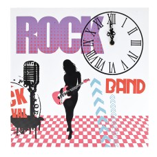 Часы декоративные (настенные) "Rock-n-Roll" 40*40*2см. (батарейка-1"АА") (min2) (дерево) (без подаро
