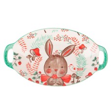 Блюдо с ручками "Kawaii Forest. Rabbit"27*16*4см. v=450мл. (min9) (фарфор) (транспортная упаковка)