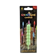 Свеча декоративная в пластиковой оболочке "Color flame" d=1,5см. h=9см. (зеленая) (min36) (пропитка