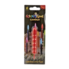 Свеча декоративная в пластиковой оболочке "Color flame" d=1,5см. h=9см. (красная) (min36) (пропитка