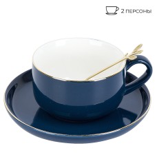Чайный набор 4пр. с ложками "Royal line. Mindnight Blue" (2 персоны) v=350мл. (подарочная упаковка)