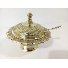 Индия Сахарница Embossed латунь 5''
