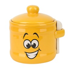 Банка для сыпучих продуктов + ложка "Smile" d=10см. h=11см. v=450мл. (керамика)