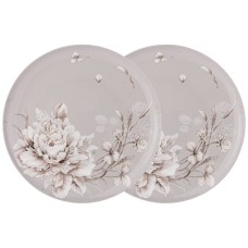 НАБОР ТАРЕЛОК ОБЕДЕННЫХ LEFARD "WHITE FLOWER" 2 ШТ. 25,5 СМ СЕРЫЙ (КОР=12НАБ.)