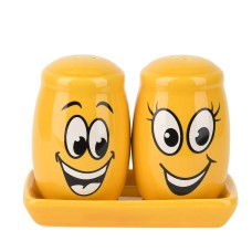 Набор для специй солонка/ перечница "Smile" 11*6*8,5см. (на керамической подставке) (керамика)