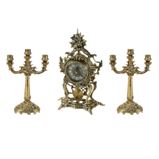 Bello De Bronze Каминные часы с маятником с канделябрами "Под Розами"