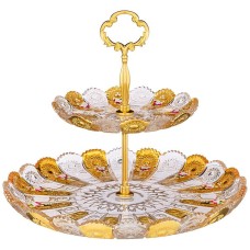 ФРУКТОВНИЦА 2-Х ЯРУСНАЯ "LEFARD GOLD GLASS" ДИАМЕТР=17/30 СМ. ВЫСОТА=28,5 СМ. (КОР=6ШТ.)