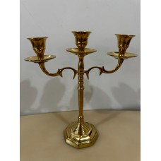 Индия Подсвечник на 3 свечи латунь полированный 9,5"